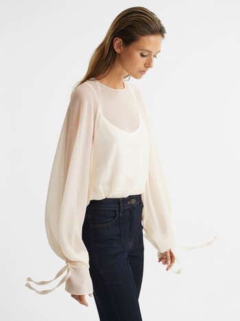 Liv Blouson Sleeve Sheer Blouse, £138