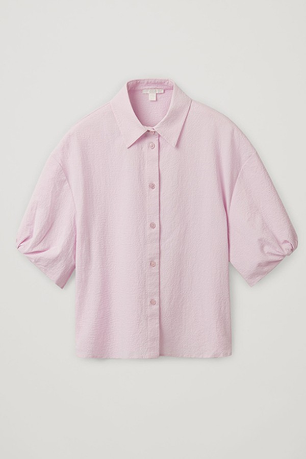 Cotton Puff Sleeve Seersucker Shirt from COS