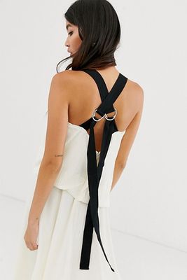Textured Maxi Dress With Grosgrain Straps from Asos Design