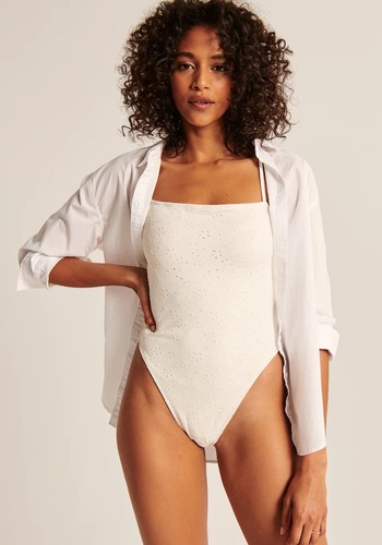 Strappy Open-Back Eyelet One Piece Swimsuit