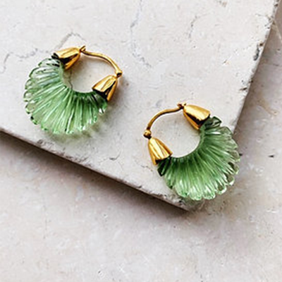 Ettienne Green Ridged Earring