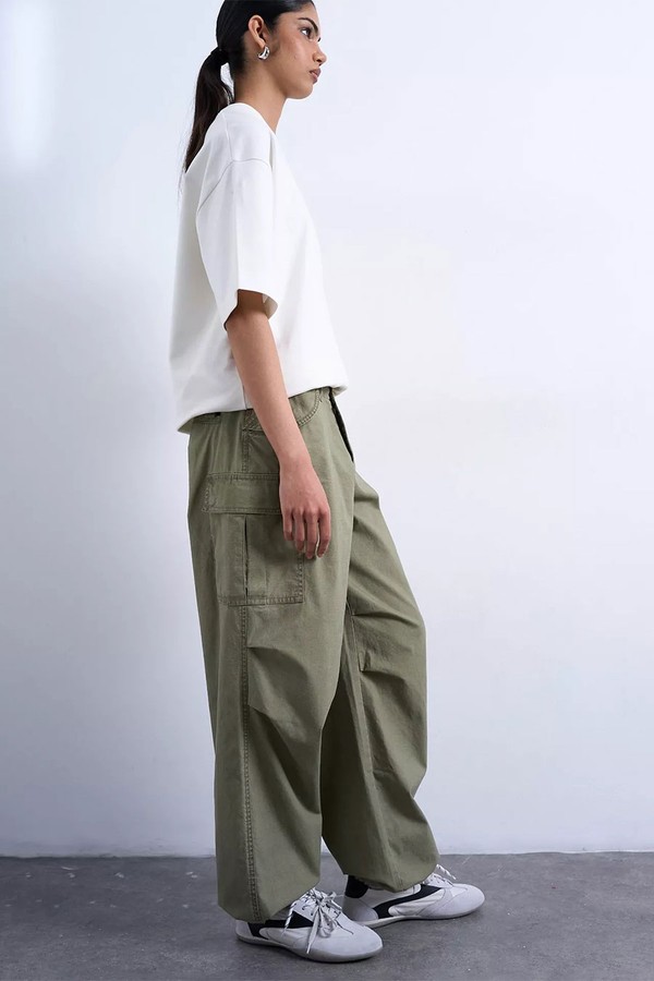 Ripstop Cargo Trousers With Drawcord Hem from Topshop
