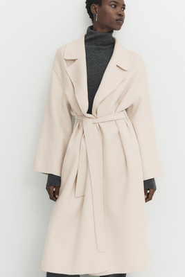 Wool Blend Robe Coat With Belt  from Massimo Dutti