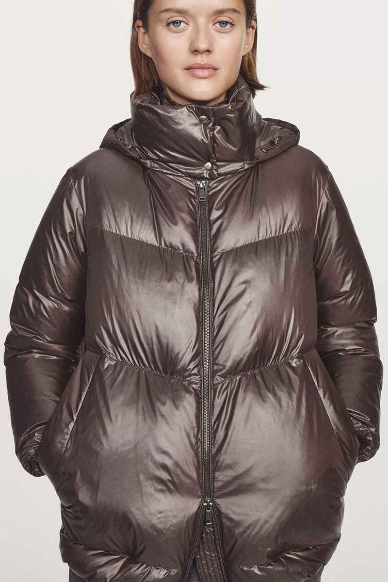  Water-Repellent Shiny Down Jacket With Detachable Hood from Massimo Dutti