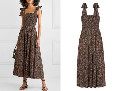 Jasmine Shirred Floral-Print Cotton-Poplin Maxi Dress 