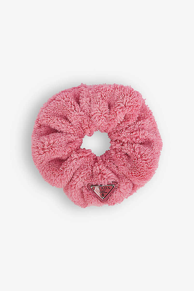 ​​Branded Plaque Terry Texture Scrunchie from Prada