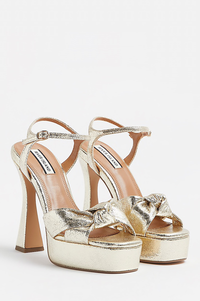 Metallic Knot Detail Platform Heels from River Island