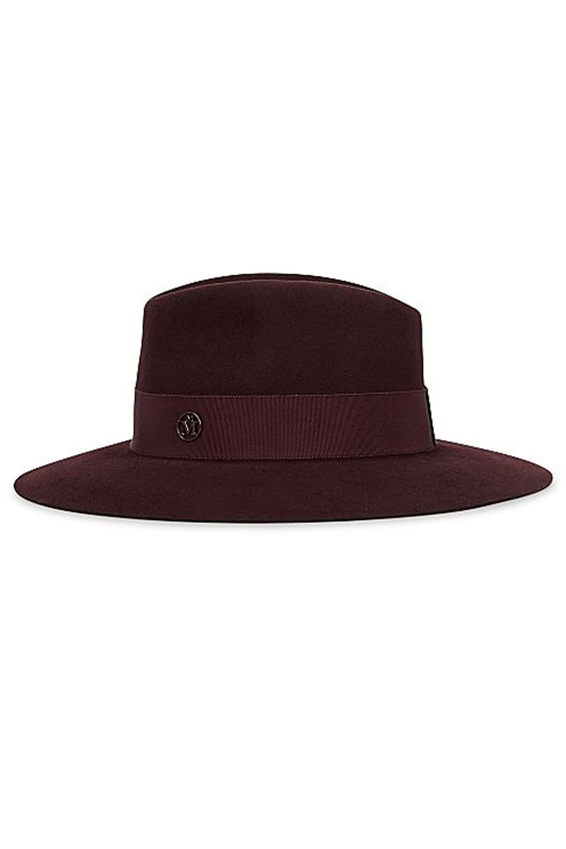 Henrietta Burgundy Rabbit Felt Fedora from Maison Michel Paris