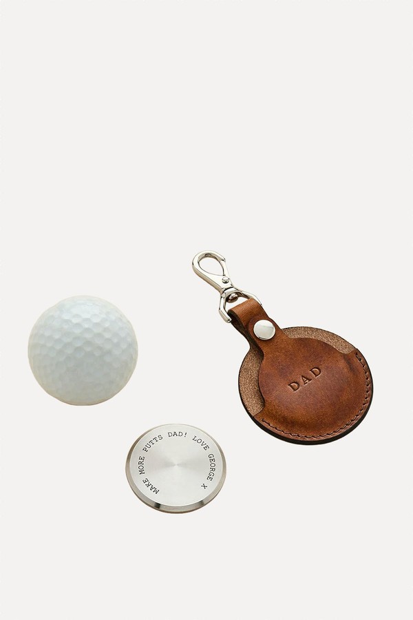 Personalised Golf Ball Marker With Leather Case Keyring from CreateGiftLove