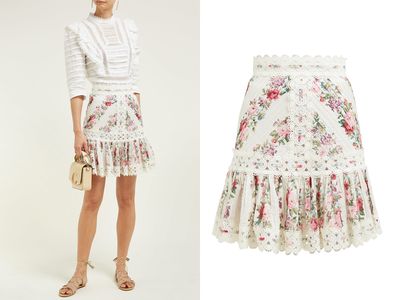 Honour Floral-Print Pintuck Cotton Skirt from Zimmermann