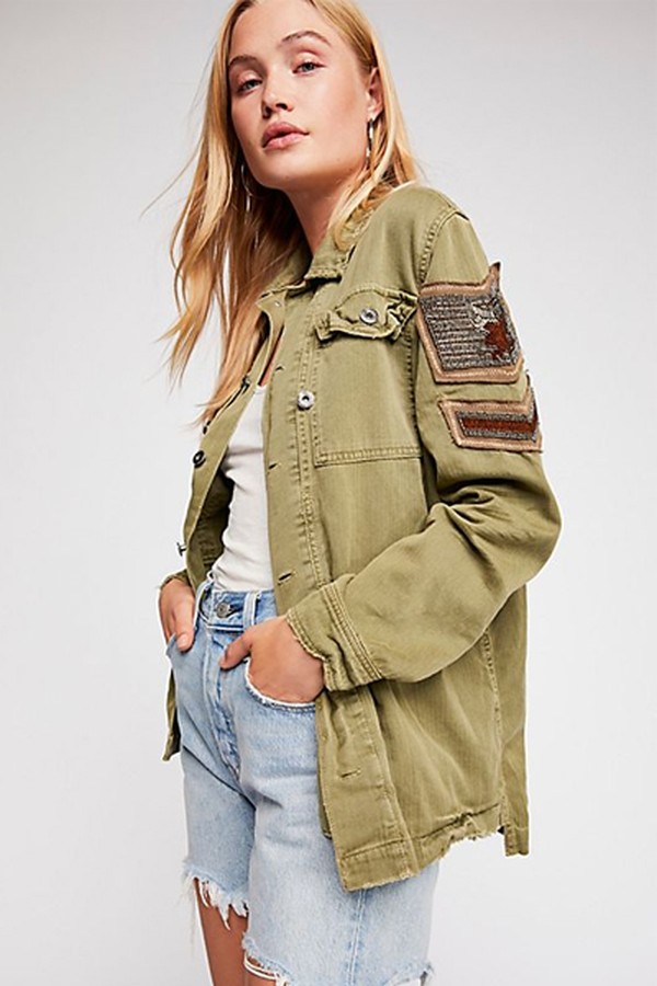 Embellished Military Shirt Jacket