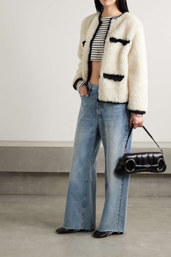 Harper Crocheted Wool-Trimmed Faux Fur Jacket from Sea