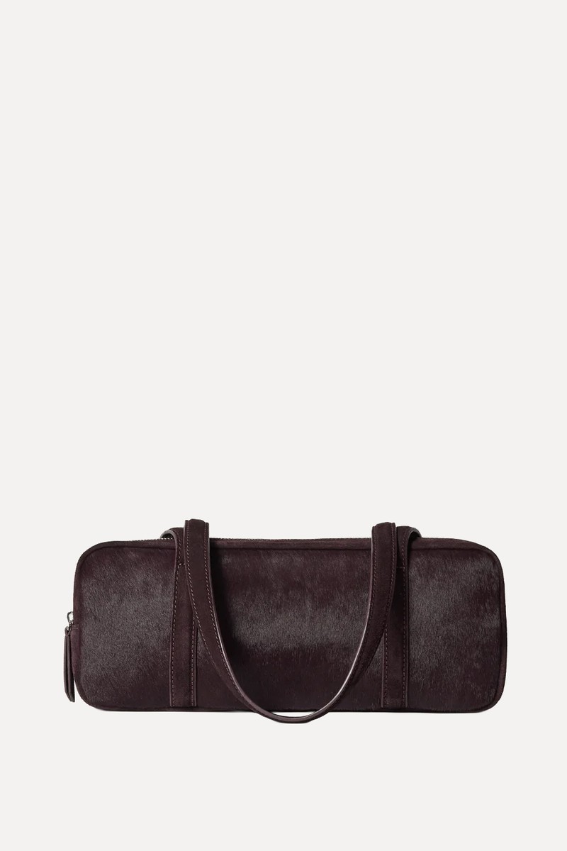 Calf Hair Leather Baguette Shoulder Bag