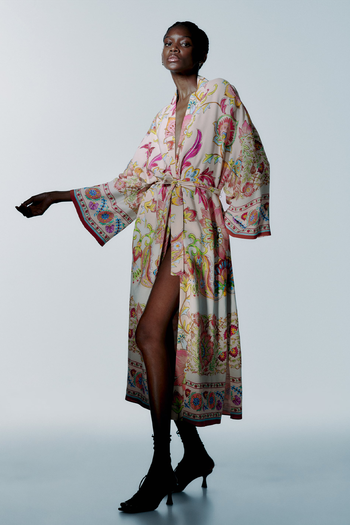 Printed Kimono With Belt