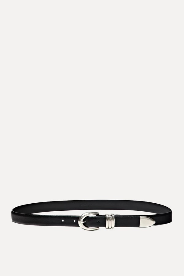Nappa Leather Belt With Metallic Detail from Massimo Dutti