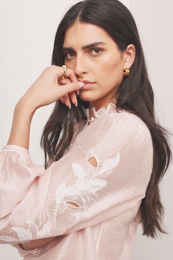 Embroidered Scallop Trim Blouse from Mint Velvet