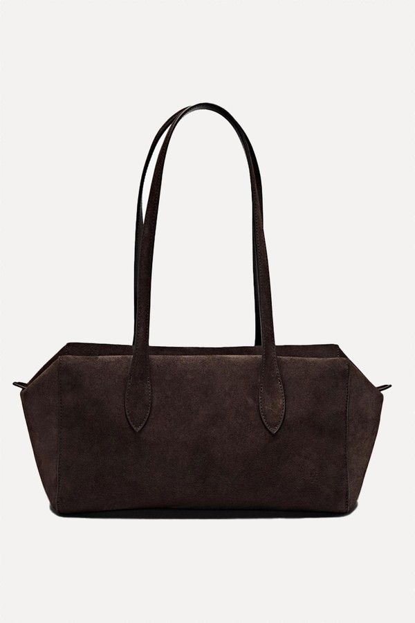 Split Suede Leather West Satchel Bag from Massimo Dutti