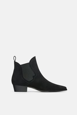 Flat Leather Ankle Boot