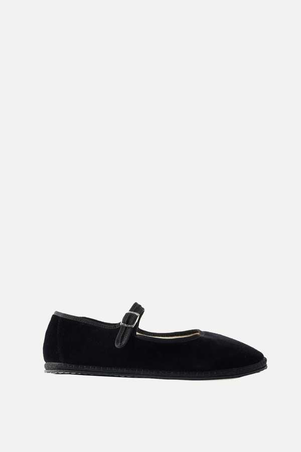 Blanket-Stitched Velvet Mary Jane Flats from Vibi Venezia