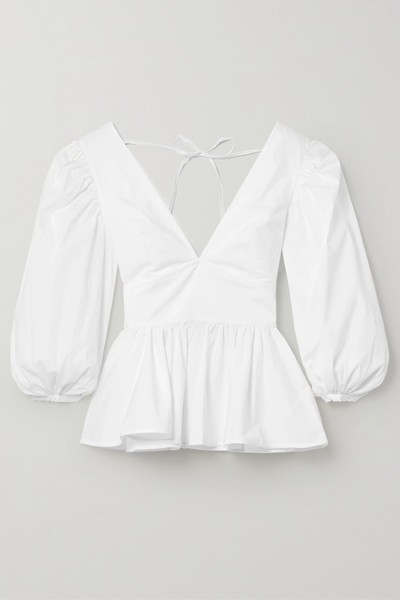 Luna Cotton-Blend Poplin Peplum Top from Staud