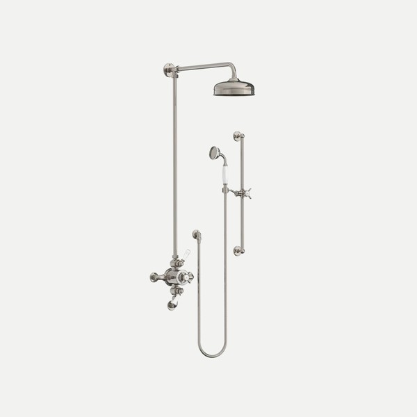 Classic Dual Control Thermostatic Valve With Riser & Hand Shower On Sliding Rail from Lefroy Brooks