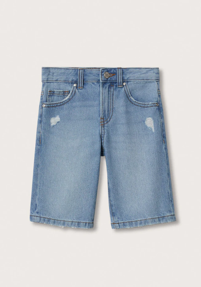 Ripped-Detail Denim Bermuda Shorts from Mango