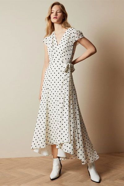 Spotted Dip Hem Maxi Dress