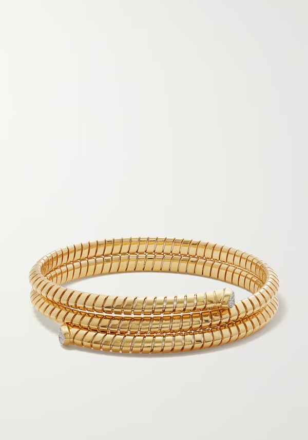 Trisolina Triple 18-Karat Gold Diamond Bangle from Marina B