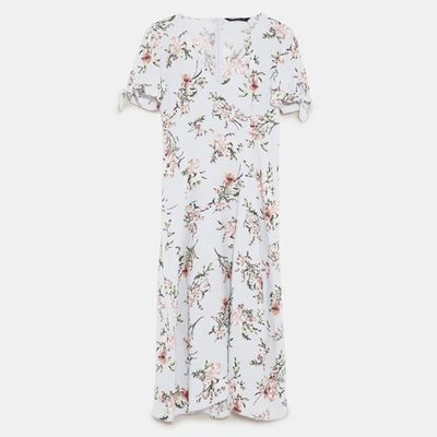 Floral Print Linen Dress from Zara