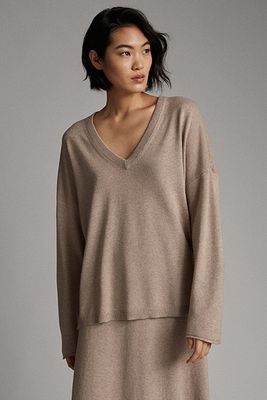 Layered V-Neck Sweater from Massimo Dutti 