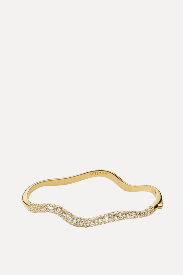 Molten Snow 18ct Gold-Plated Ripple Hinged Bangle from Missoma
