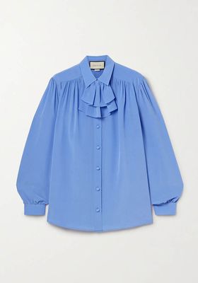  Ruffled Silk Crepe De Chine Shirt  from Gucci
