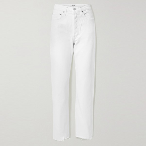 90s Frayed Mid Rise Straight Leg Jeans from Agolde