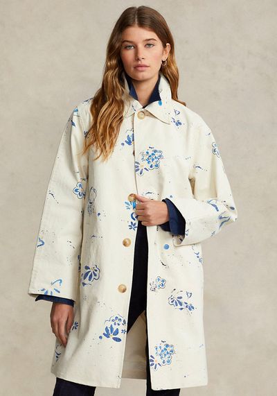 Floral Motif Canvas Coat