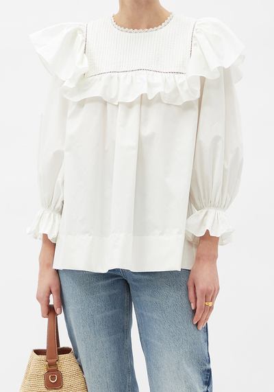 Mia Pitucked Cotton Blouse from Lug Von Siga