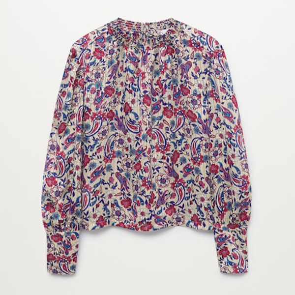 Printed Puff Sleeve Blouse from Mango