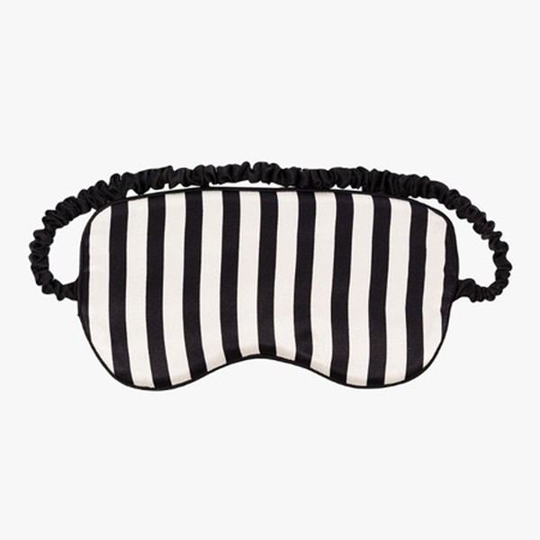Black & White Nika Striped Silk Eye Mask from Olivia Von Halle