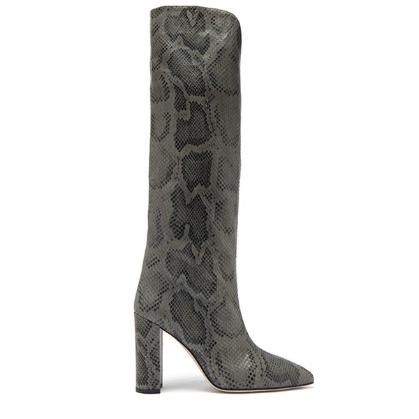 Crocodile-Effect Heel Suede Boots