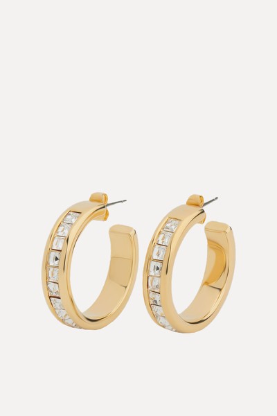 Large Square Gem Hoop Earrings