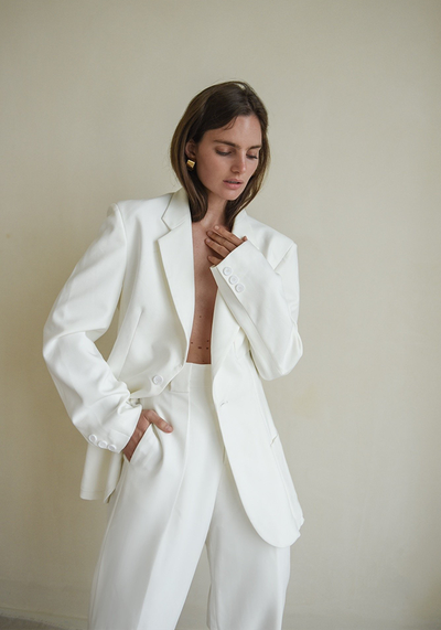  Sundarbay Ivory Oversized Blazer