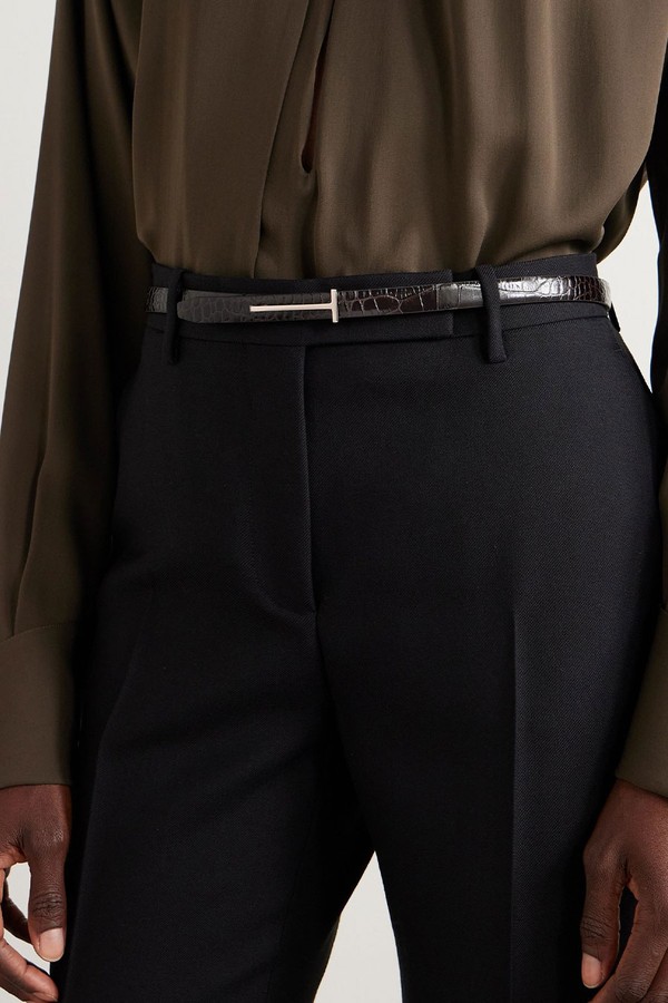 Croc-Effect Leather Belt from Tom Ford