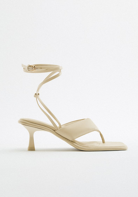 Lace Up Quilted Leather Heeled Sandals from Zara