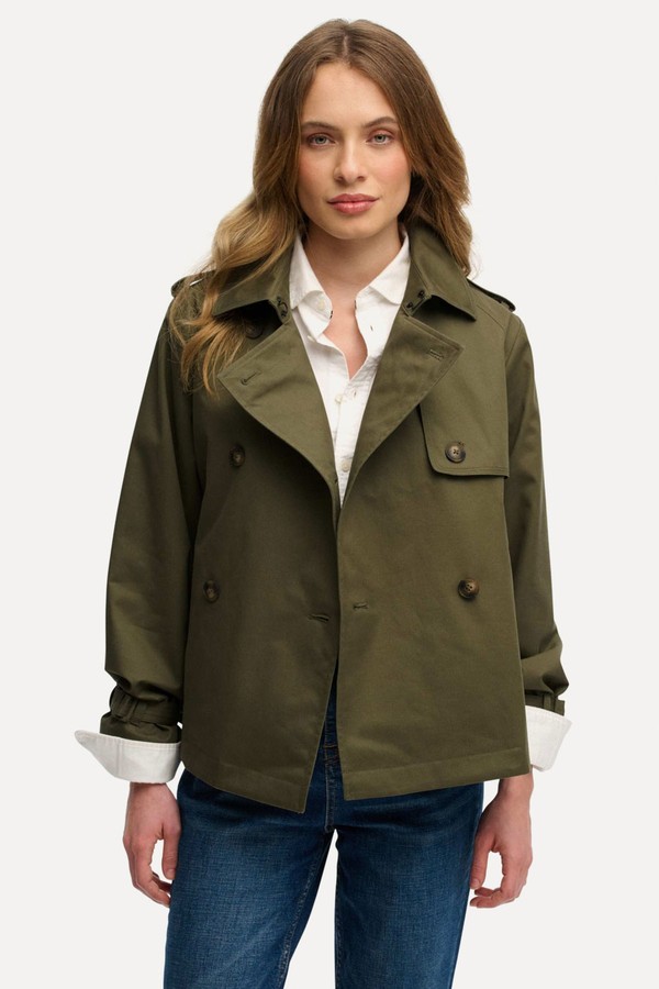 Cotton Rich Collared Short Trench Coat from Superdry & Co
