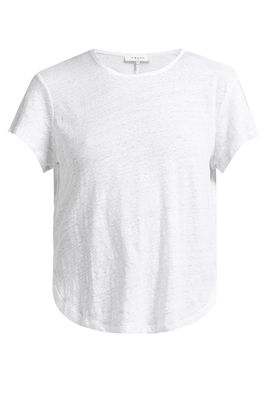 Curved Hem Linen-Jersey T-Shirt from Frame