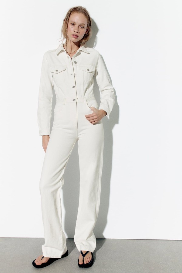 Wide-Leg Denim Jumpsuit from Zara