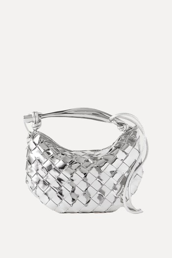 Sardine Mini Intrecciato Metallic Leather Shoulder Bag from Bottega Veneta