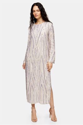 Premium Ivory Embellished Midi Dress