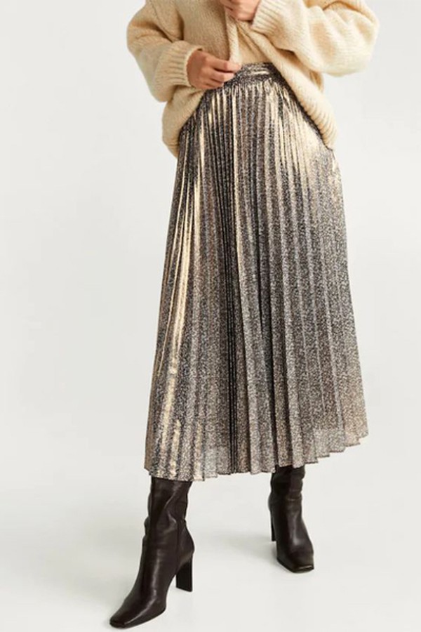 Metallic Pleated Skirt from Mango