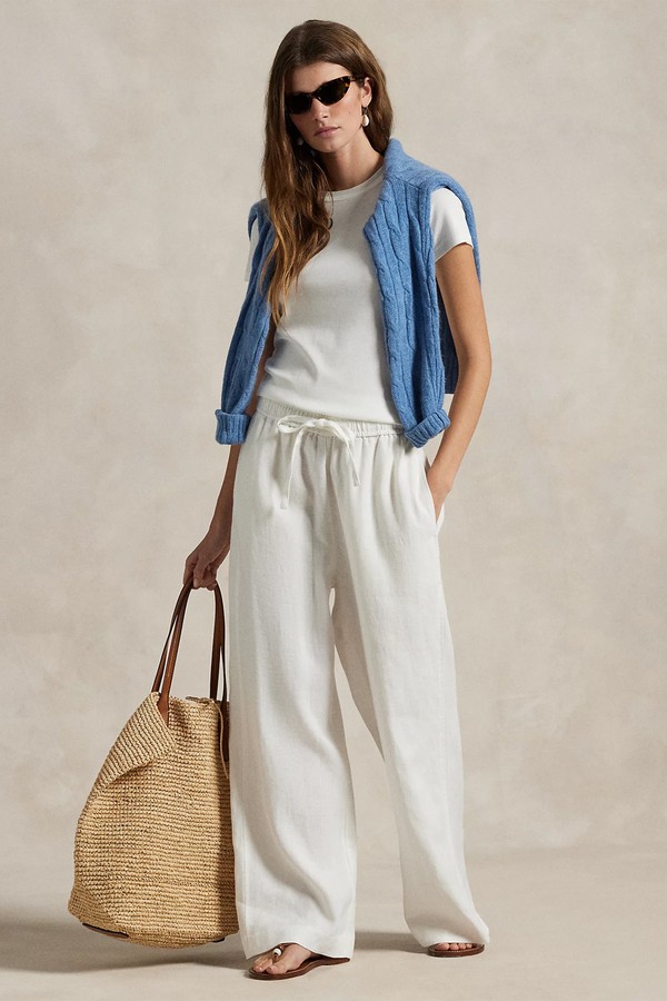 Linen Drawstring Straight-Leg Trouser