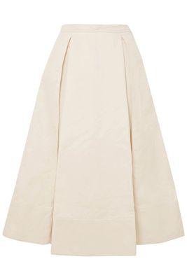 Pleated Cotton & Linen-Blend Twill Midi Skirt from Net A Porter